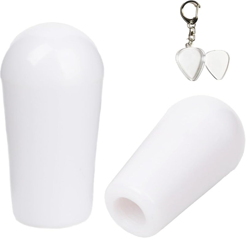 Aemrovi 3-Way Toggle Switch Tip and Knob, Compatible with Epiphone LP Style Electric Guitar, Pickup Selector Cap with M3.5 Metric Thread and Guitar Pick Holder (White, 2-Pack) - Image 1